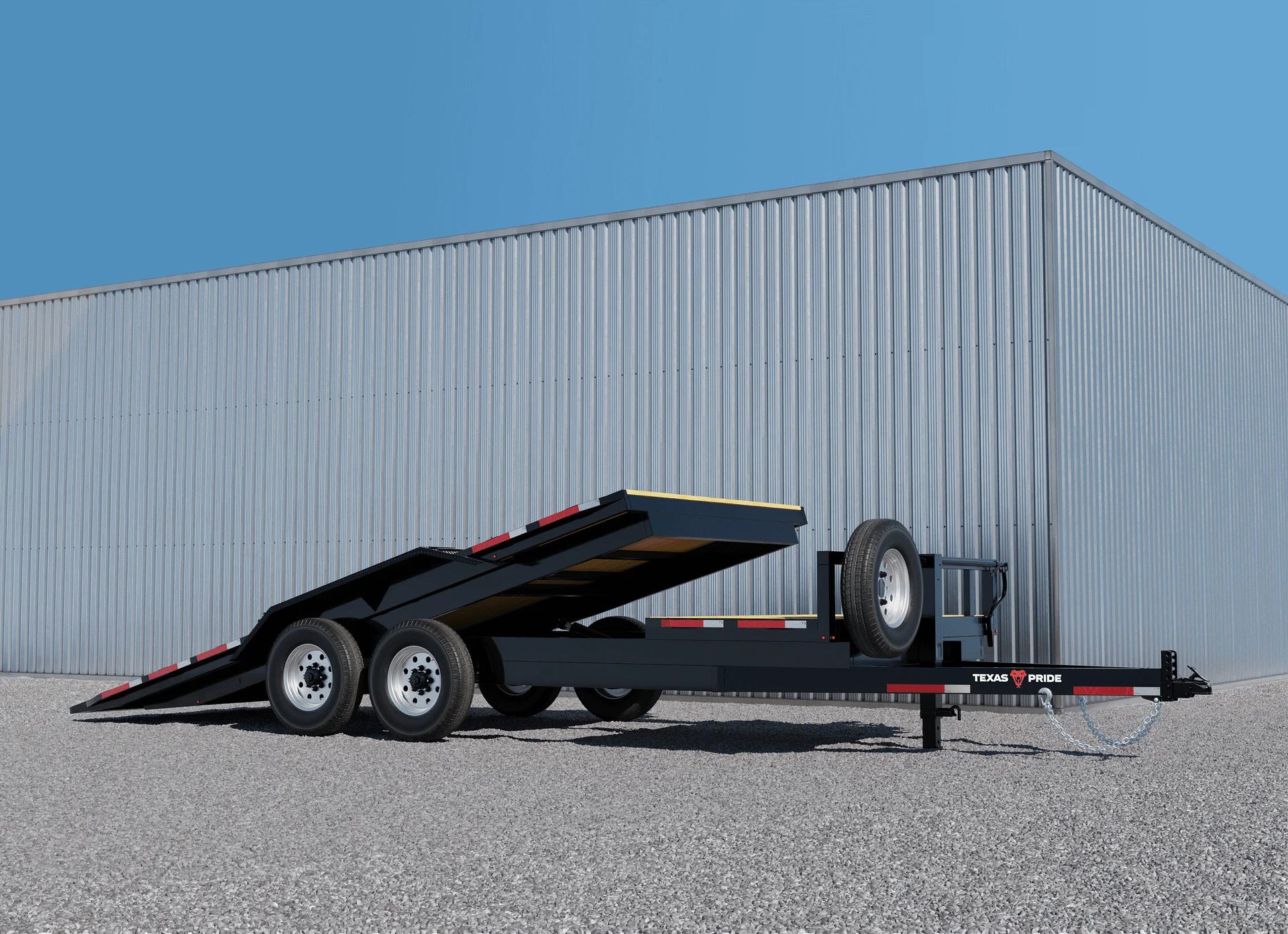 18-foot tilt-deck car hauler trailer for rent in Pahrump, Nevada — hauls cars, trucks, and UTVs